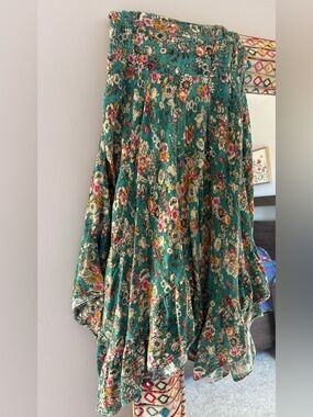 NATURAL LIFE Teal Floral Maxi Skirt